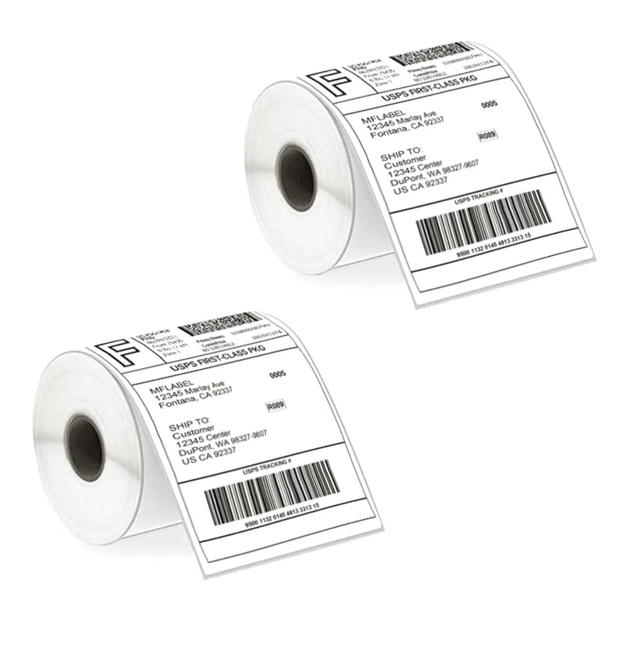 4x6 direct thermal adhesive labels 250 per roll, two rolls shown
