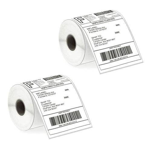 4x6 direct thermal adhesive labels 250 per roll, two rolls shown